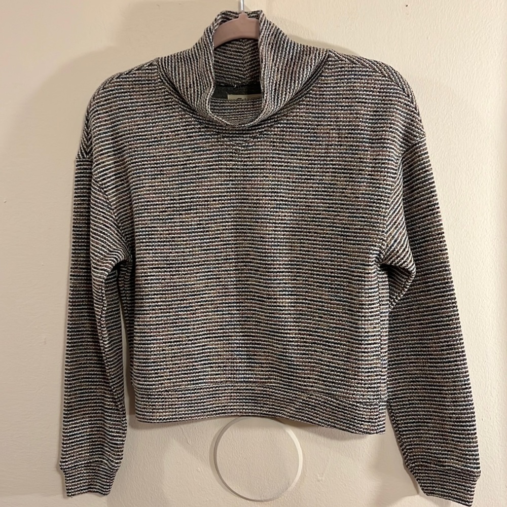 Madewell textured turtleneck top in rainbow rib